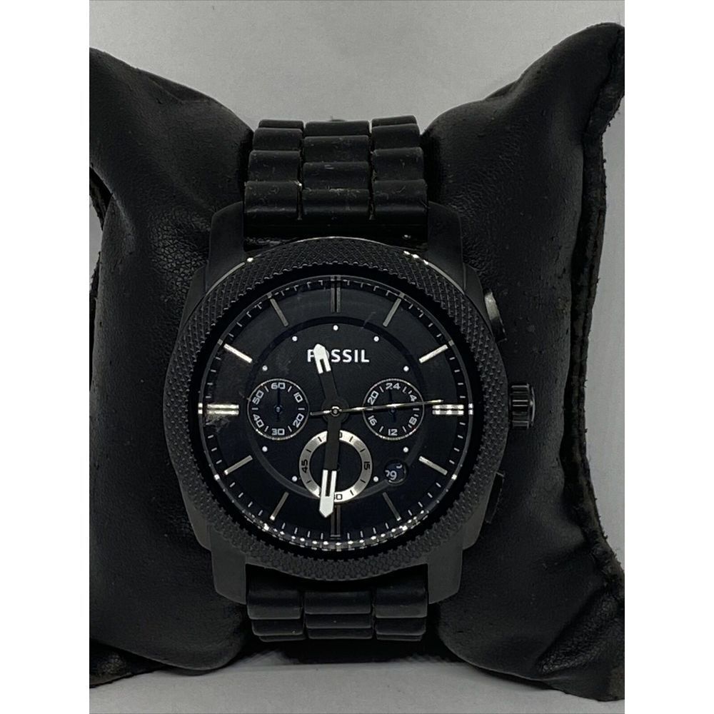Fossil Machine FS5234 Men Black Resin Analog Black Dial Quartz Wrist Watch WO371 - Picture 3 of 12
